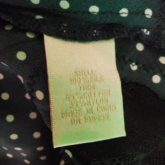 Gold Hawk Silk Lace Slip Dress Polka Dot Spaghetti Strap Sweetheart Navy Sz S-L - Picture 6 of 7